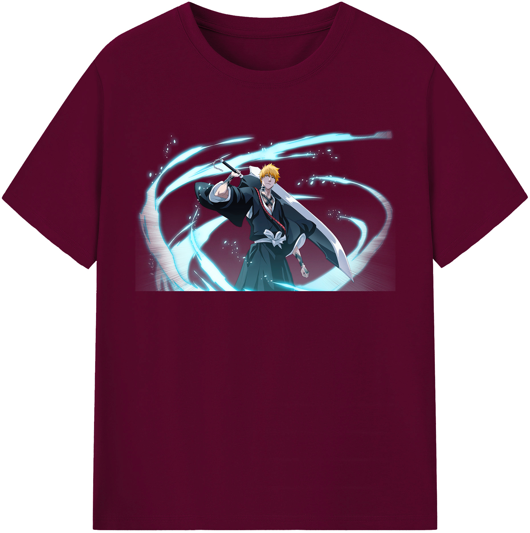 （画像用） ブリーチ 黒崎一護（くろさき いちご）BLEACH Kurosaki Ichigo レディースカジュアルプリントTシャツ（綿100％）